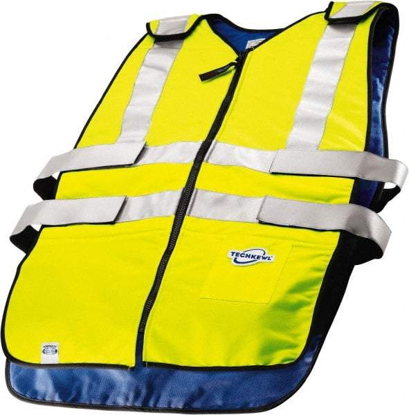 Techniche - Size L/XL, High Visibility Lime Cooling Vest - Zipper Front, Polyester - Benchmark Tooling