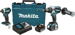 Makita - 18 Volt Cordless Tool Combination Kit - Includes 1/2" Hammer Drill & 1/4" Impact Driver, Lithium-Ion Battery Included - Benchmark Tooling