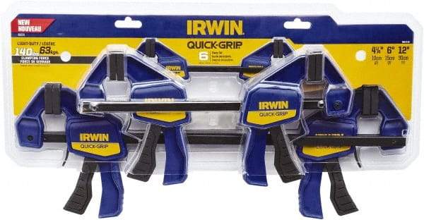 Irwin - 12" Capacity, 2-7/16" Throat Depth Carbon Steel Bar Clamp - Lb Clamping Pressure - Benchmark Tooling