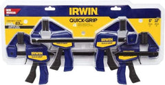 Irwin - 12" Capacity, 2-7/16" Throat Depth Carbon Steel Bar Clamp - 140 Lb Clamping Pressure - Benchmark Tooling