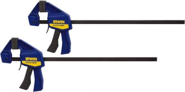 Irwin - 12" Capacity, 2-7/16" Throat Depth Carbon Steel Bar Clamp - 140 Lb Clamping Pressure - Benchmark Tooling