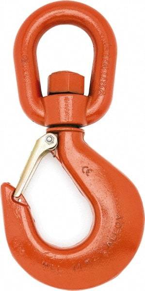 Campbell - #5 Hook, 3 Ton Capacity, Alloy Steel Swivel Hoist Hook - 8-1/4" Long x 4-1/8" Wide - Benchmark Tooling