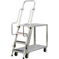 New Age Industrial - 69-1/2" High 800 Lb Capacity 3 Step Stock-Picking Ladder - Benchmark Tooling