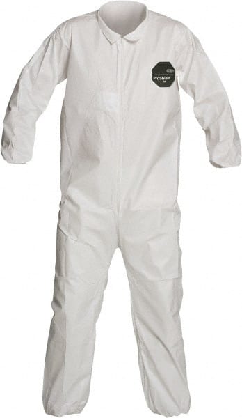 Disposable Coveralls: Size Medium, 1.5 oz, SMS, Zipper Closure White, Serged Seam, Elastic Cuff, Elastic Ankle, ISO Non-Cleanroom Class