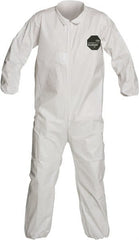 Disposable Coveralls: Size Small, 1.5 oz, SMS, Zipper Closure White, Serged Seam, Elastic Cuff, Elastic Ankle, ISO Non-Cleanroom Class