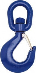 Campbell - #7 Hook, 3 Ton Capacity, Carbon Steel Swivel Hoist Hook - 9-17/32" Long x 5-1/32" Wide - Benchmark Tooling