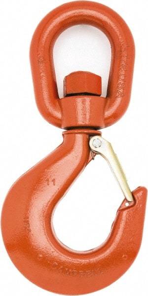 Campbell - #9 Hook, 7 Ton Capacity, Alloy Steel Swivel Hoist Hook - 12-21/32" Long x 6-3/16" Wide - Benchmark Tooling