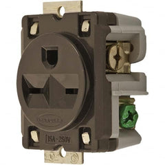 Hubbell Wiring Device-Kellems - 250 VAC 15A NEMA 6-15R Industrial Grade Brown Straight Blade Single Receptacle - Benchmark Tooling