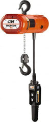 CM - 1,100 Lb Capacity, 0 to 13 FPM Lift Speed, Electric Chain Hoist - 10' Max Lift, 11.94" Min Headroom, 2 Chains - Benchmark Tooling