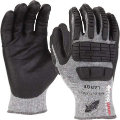 PRO-SAFE - Size 2XL (11), ANSI Cut Lvl A2, Nitrile Coated Cut & Puncture Resistant Gloves - 11" Long, Palm, Fingers & Knuckles Coated, ATA Lining, Slip-On Cuff, Black, Paired - Benchmark Tooling