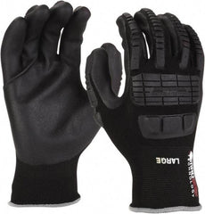 PRO-SAFE - Size XL (10) Nitrile Coated Nylon/Nitrile Work Gloves - Palm & Fingers Coated, Slip-On Cuff, Black, Paired - Benchmark Tooling