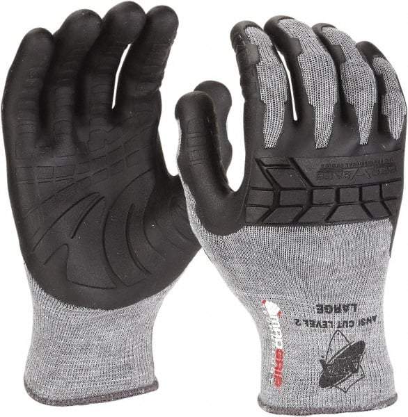 PRO-SAFE - Size XL (10), ANSI Cut Lvl A3, Rubber Coated Cut & Puncture Resistant Gloves - 11" Long, Palm, Fingers & Knuckles Coated, ATA Lining, Slip-On Cuff, Black, Paired - Benchmark Tooling