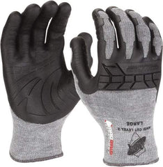 PRO-SAFE - Size M (8), ANSI Cut Lvl A3, Rubber Coated Cut & Puncture Resistant Gloves - 11" Long, Palm, Fingers & Knuckles Coated, ATA Lining, Slip-On Cuff, Black, Paired - Benchmark Tooling