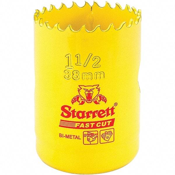 Starrett - 1-1/2" Diam, 1-5/8" Cutting Depth, Hole Saw - High Speed Steel Saw, Toothed Edge - Benchmark Tooling