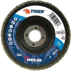 4″ Tiger Disc Abrasive Flap Disc, Angled, Phenolic Backing, 40Z, 5/8″ Arbor Hole - Benchmark Tooling