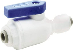 Parker - 3/8 x 1/4" Pipe, Full Port, Polypropylene Valve Union Connector Ball Valve - Bi-Directional, Push-to-Connect x Push-to-Connect Ends, Wedge Handle, 150 WOG - Benchmark Tooling