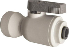 Parker - 3/8" Pipe, Full Port, Polypropylene Valve Female Connector Ball Valve - Bi-Directional, Push-to-Connect x FNPT Ends, Wedge Handle, 150 WOG - Benchmark Tooling