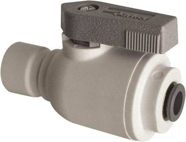 Parker - 3/8" Pipe, Full Port, Polypropylene Valve Union Connector Ball Valve - Bi-Directional, Push-to-Connect x Push-to-Connect Ends, Wedge Handle, 150 WOG - Benchmark Tooling