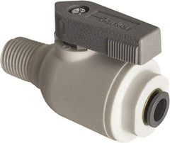 Parker - 1/2" Pipe, Full Port, Polypropylene Valve Male Connector Ball Valve - Bi-Directional, MNPT x Push-to-Connect Ends, Wedge Handle, 150 WOG - Benchmark Tooling