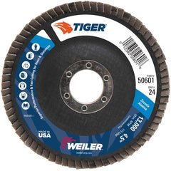 4-1/2″ Tiger Disc Abrasive Flap Disc, Angled, Phenolic Backing, 24Z, 7/8″ Arbor Hole - Benchmark Tooling