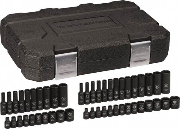 GearWrench - 48 Piece 1/4" Drive Black Finish Deep Well Impact Socket Set - 6 Points, 3/16" to 9/16" (4mm to 15mm) Range, Inch/Metric Measurement Standard - Benchmark Tooling