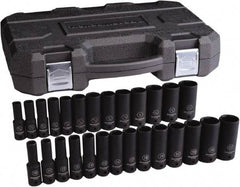 GearWrench - 27 Piece 1/2" Drive Black Finish Deep Well Impact Socket Set - 6 Points, 7/16" to 1-1/4" (10mm to 27mm) Range, Inch/Metric Measurement Standard - Benchmark Tooling