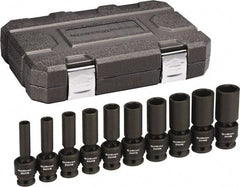 GearWrench - 10 Piece 1/2" Drive Black Finish Deep Well Impact Socket Set - 6 Points, 3/8" to 7/16" Range, Inch Measurement Standard - Benchmark Tooling