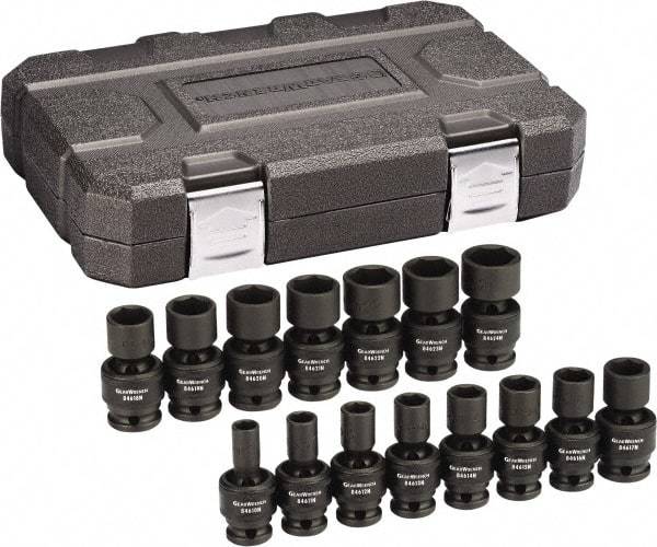 GearWrench - 15 Piece 1/2" Drive Universal Standard Impact Socket Set - 6 Points, 10 to 24mm, Metric Measurement Standard - Benchmark Tooling