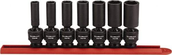 GearWrench - 7 Piece 3/8" Drive Black Finish Deep Well Impact Socket Set - 6 Points, 3/8" to 3/4" Range, Inch Measurement Standard - Benchmark Tooling