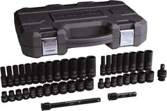 GearWrench - 44 Piece 3/8" Drive Black Finish Deep Well Impact Socket Set - 6 Points, 5/16" to 3/4" (8mm to 21mm) Range, Inch/Metric Measurement Standard - Benchmark Tooling