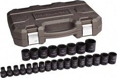 GearWrench - 25 Piece 1/2" Drive Standard Impact Socket Set - 6 Points, 8 to 36mm, Metric Measurement Standard - Benchmark Tooling