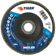 6″ Tiger Disc Abrasive Flap Disc, Angled, Phenolic Backing, 40Z, 7/8″ Arbor Hole - Benchmark Tooling