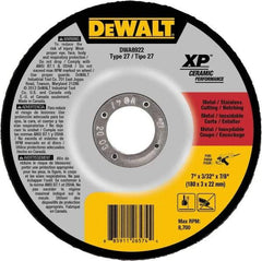 DeWALT - 24 Grit, 7" Wheel Diam, 7/8" Arbor Hole, Type 27 Depressed Center Wheel - Coarse/Medium Grade, Ceramic, N Hardness, 8,700 Max RPM - Benchmark Tooling