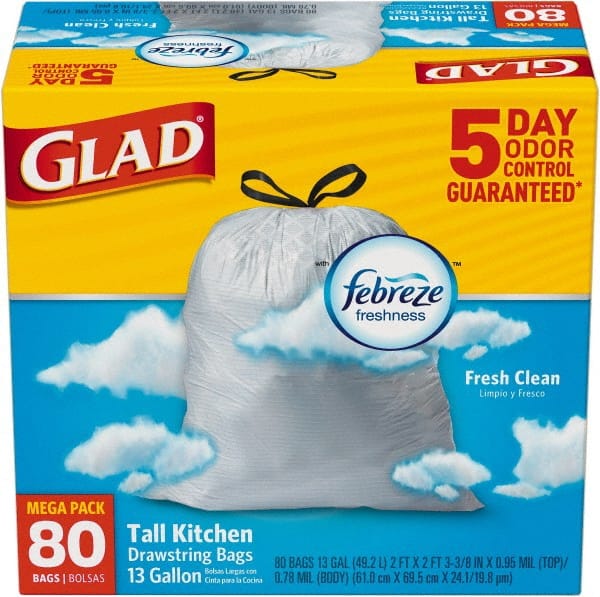 Glad - Pack of (80) 13 Gal 0.95 mil Household/Office Trash Bags - Benchmark Tooling