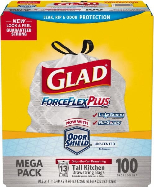 Glad - Pack of (100) 13 Gal 0.9 mil Household/Office Trash Bags - Benchmark Tooling