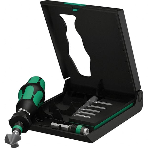 Wera - 8 Piece, 1/4 to 13/16" Head Diam, 0 to 90° Included Angle, Three Flute Countersink Set - Benchmark Tooling