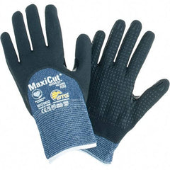 ATG - Size S, ANSI Cut Lvl A3, Cut Resistant Gloves - Palm, Fingers & Knuckles Coated, Blue/Black - Benchmark Tooling