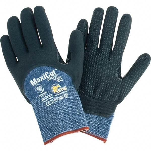 ATG - Size L, ANSI Cut Lvl A3, Cut Resistant Gloves - Palm, Fingers & Knuckles Coated, Blue/Black - Benchmark Tooling