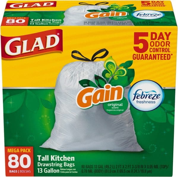 Glad - Pack of (80) 13 Gal 0.95 mil Household/Office Trash Bags - Benchmark Tooling