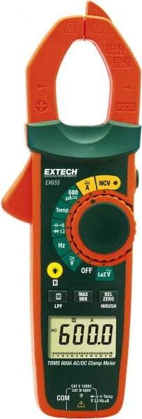 Extech - EX655, CAT III, Digital True RMS Auto Ranging Clamp Meter with 1.18" Clamp On Jaws - 750 VAC, 1000 VDC, 600 AC/DC Amps, Measures Voltage, Capacitance, Current, Frequency, Resistance, Temperature - Benchmark Tooling