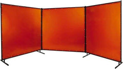 Steiner - 6' Wide x 6' High, 40mm Thickness, Transparent Vinyl Portable Welding Screen - Orange - Benchmark Tooling