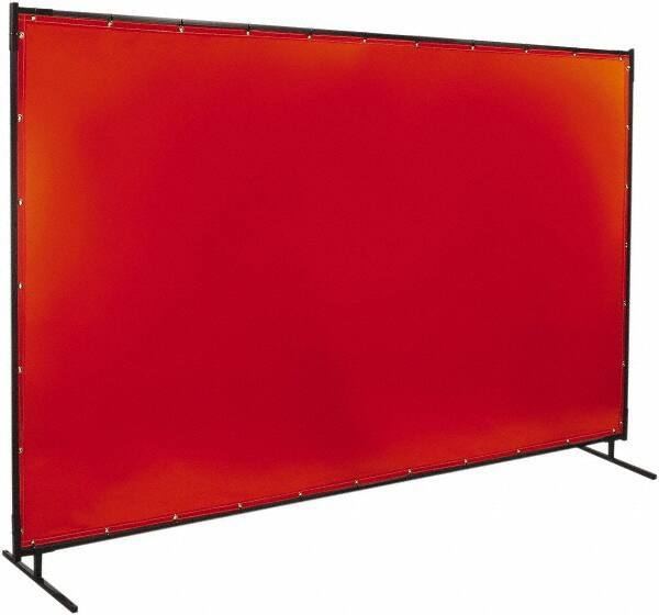 Steiner - 6' Wide x 10' High, 40mm Thickness, Transparent Vinyl Portable Welding Screen - Orange - Benchmark Tooling