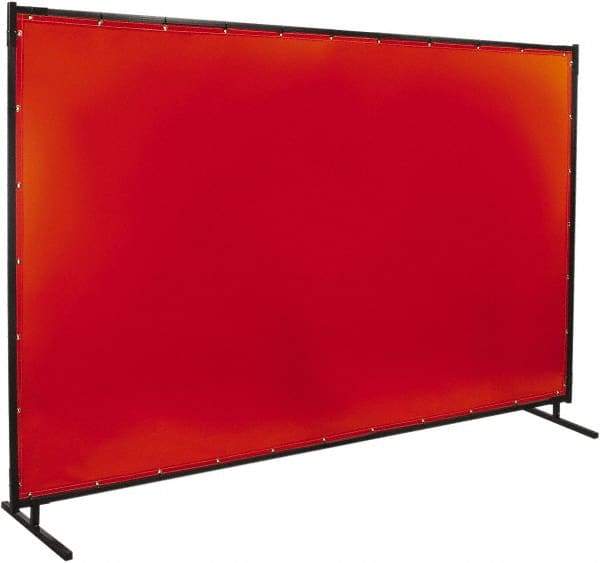 Steiner - 6' Wide x 10' High, 40mm Thickness, Transparent Vinyl Portable Welding Screen - Orange - Benchmark Tooling