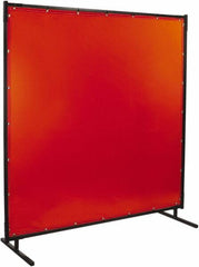 Steiner - 8' Wide x 8' High, 40mm Thickness, Transparent Vinyl Portable Welding Screen - Orange - Benchmark Tooling