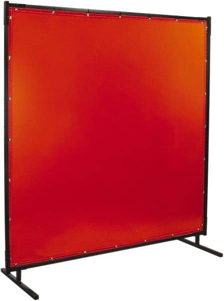 Steiner - 8' Wide x 8' High, 14mm Thickness, Transparent Vinyl Portable Welding Screen - Orange - Benchmark Tooling