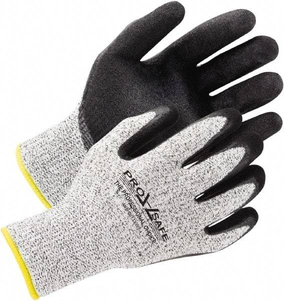 PRO-SAFE - Size XS (6), ANSI Cut Lvl A5, Abrasion Lvl 3, Nitrile Coated Cut & Puncture Resistant Gloves - Palm & Fingers Coated, ATA/HPPE Blend Lining, Black, Paired - Benchmark Tooling
