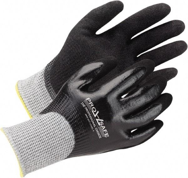 PRO-SAFE - Size XL (10), ANSI Cut Lvl A5, Abrasion Lvl 4, Nitrile Coated Cut & Puncture Resistant Gloves - Palm, Fingers, Knuckles Coated, ATA/HPPE Blend Lining, Black, Paired - Benchmark Tooling