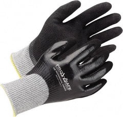 PRO-SAFE - Size M (8), ANSI Cut Lvl A5, Abrasion Lvl 4, Nitrile Coated Cut & Puncture Resistant Gloves - Palm, Fingers, Knuckles Coated, ATA/HPPE Blend Lining, Black, Paired - Benchmark Tooling