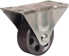 Hamilton - 2-1/2" Diam x 1" Wide x 3-1/4" OAH Top Plate Mount Rigid Caster - Cast Iron, 200 Lb Capacity, Plain Bore Bearing, 2-1/4 x 4-1/2" Plate - Benchmark Tooling
