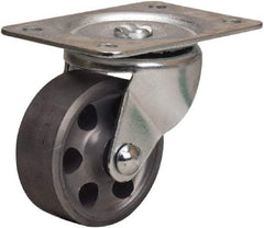 Hamilton - 2-1/2" Diam x 1" Wide x 3-1/4" OAH Top Plate Mount Swivel Caster - Cast Iron, 200 Lb Capacity, Plain Bore Bearing, 2-1/4 x 4-1/2" Plate - Benchmark Tooling